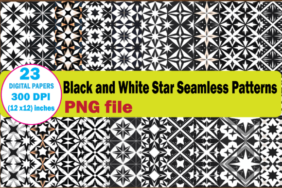Black and White Star Seamless Patterns