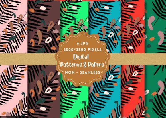 Colorful Leaves Digital Paper Patterns