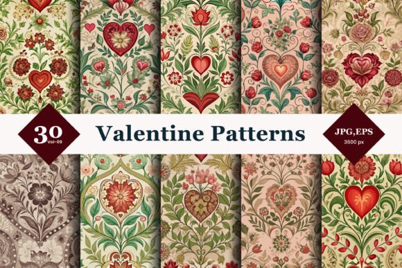 Elevate Your Love-Themed Designs with Valentine Seamless Patterns 09