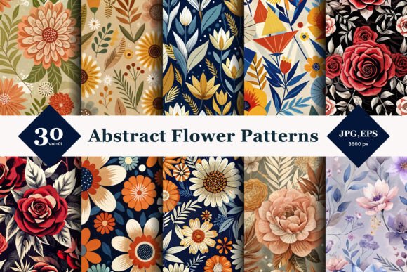Elevating Creative Workflows with Abstract Flower Seamless Patterns 01