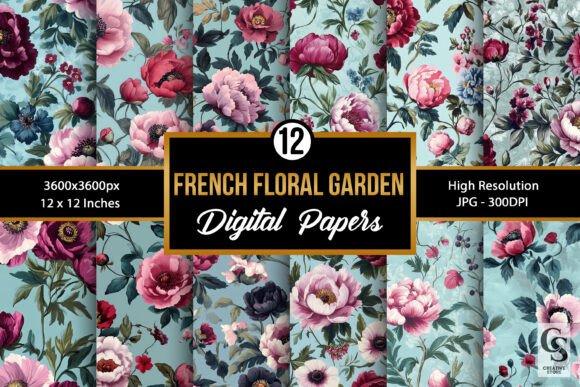 French Floral Garden Seamless Patterns