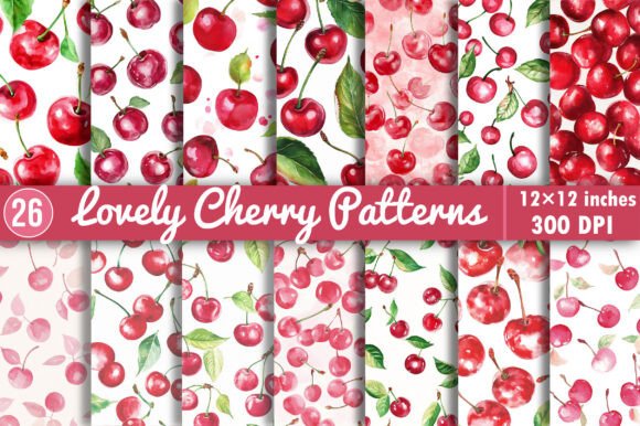 Lovely Cherry Patterns PNG: High-Res Digital Assets