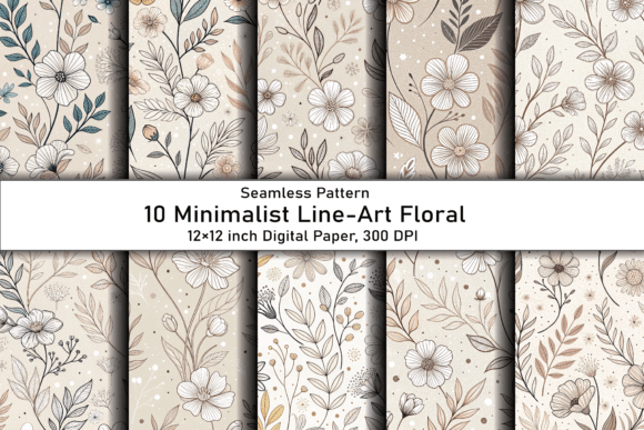 Minimalist Line-Art Floral Patterns