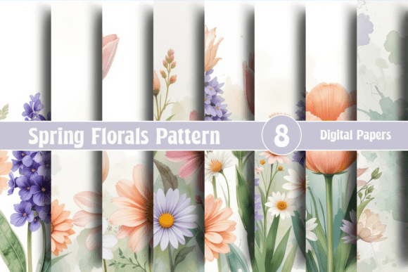 Spring Florals Digital Paper Patterns