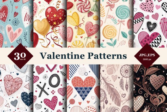 Valentine Seamless Patterns 01