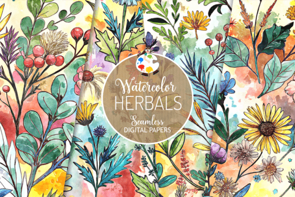 Watercolor Herbals - Seamless Patterns