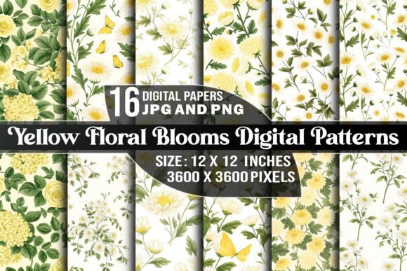 Yellow Floral Blooms Digital Patterns